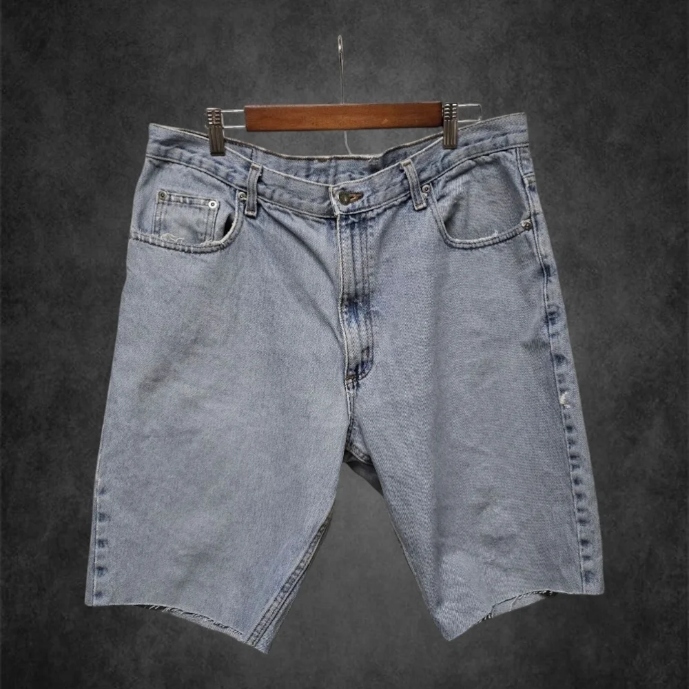 Vintage 90s Baggy Denim Jorts Distressed Cut Off Jean Shorts 35